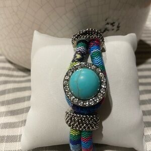 Interchangeable snap button bracelet approx 8” S,Turquoise,Oklahoma,Family Tree